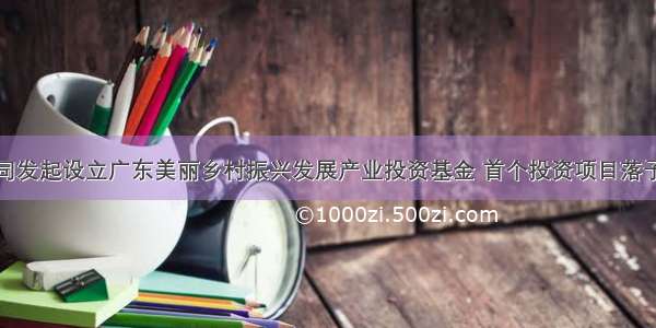 恒健控股公司发起设立广东美丽乡村振兴发展产业投资基金 首个投资项目落子花都区港头