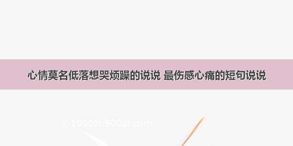 心情莫名低落想哭烦躁的说说 最伤感心痛的短句说说