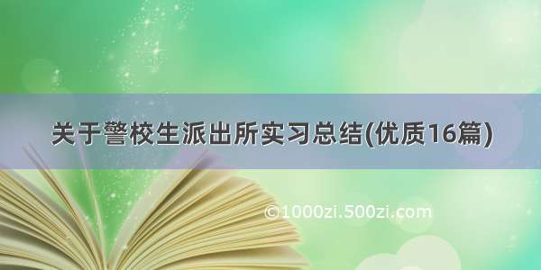 关于警校生派出所实习总结(优质16篇)