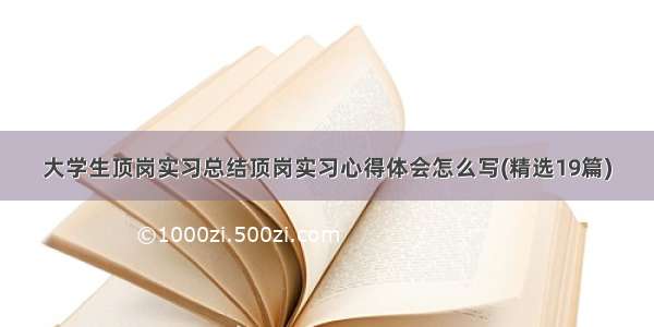 大学生顶岗实习总结顶岗实习心得体会怎么写(精选19篇)