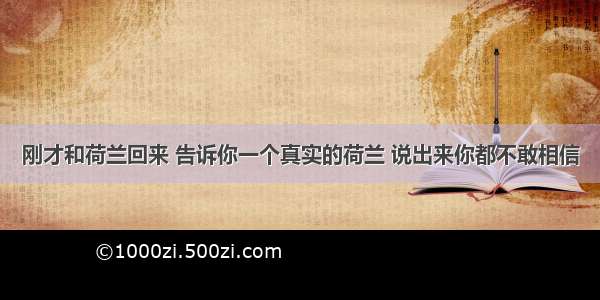 刚才和荷兰回来 告诉你一个真实的荷兰 说出来你都不敢相信