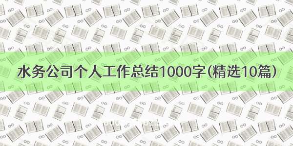 水务公司个人工作总结1000字(精选10篇)