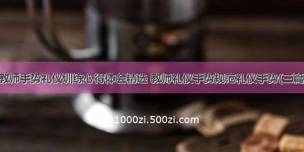 教师手势礼仪训练心得体会精选 教师礼仪手势规范礼仪手势(三篇)