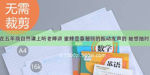   聂利同学在五年级自然课上听老师讲 蜜蜂是靠翅膀的振动发声的 她想抽时间去附近的