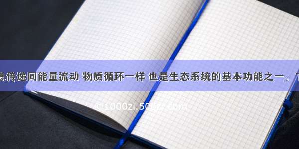 单选题信息传递同能量流动 物质循环一样 也是生态系统的基本功能之一。下列关于信