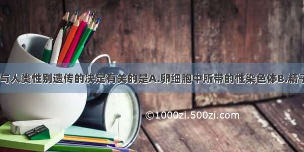 下列几项中 与人类性别遗传的决定有关的是A.卵细胞中所带的性染色体B.精子所带基因的