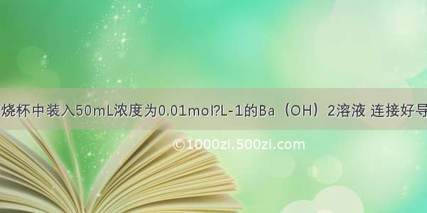 如图所示 在烧杯中装入50mL浓度为0.01mol?L-1的Ba（OH）2溶液 连接好导线 将开关闭