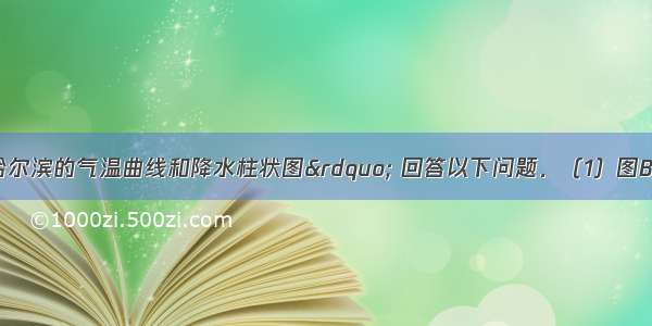 读“广州和哈尔滨的气温曲线和降水柱状图” 回答以下问题．（1）图B中的降水量大于15