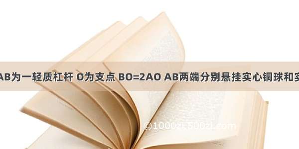 如图所示 AB为一轻质杠杆 O为支点 BO=2AO AB两端分别悬挂实心铜球和实心铁球 杠