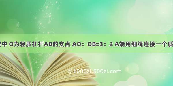 如图所示装置中 O为轻质杠杆AB的支点 AO：OB=3：2 A端用细绳连接一个质量为3kg放在