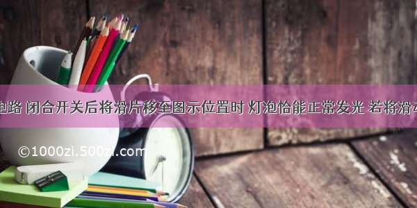 如图所示电路 闭合开关后将滑片移至图示位置时 灯泡恰能正常发光 若将滑动变阻器的