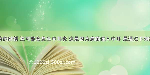 呼吸道感染的时候 还可能会发生中耳炎 这是因为病菌进入中耳 是通过下列结构中的A.