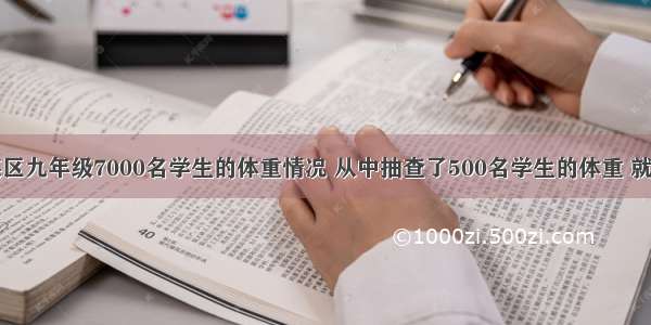 为了了解某区九年级7000名学生的体重情况 从中抽查了500名学生的体重 就这个问题来