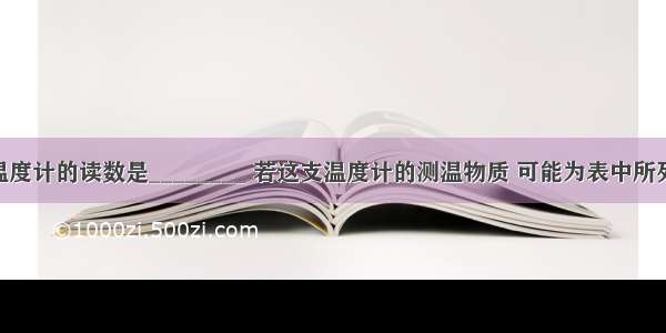 如图所示温度计的读数是________ 若这支温度计的测温物质 可能为表中所列的物质 则