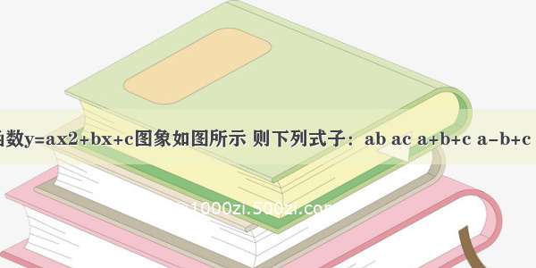 已知二次函数y=ax2+bx+c图象如图所示 则下列式子：ab ac a+b+c a-b+c 2a+b 2a-b