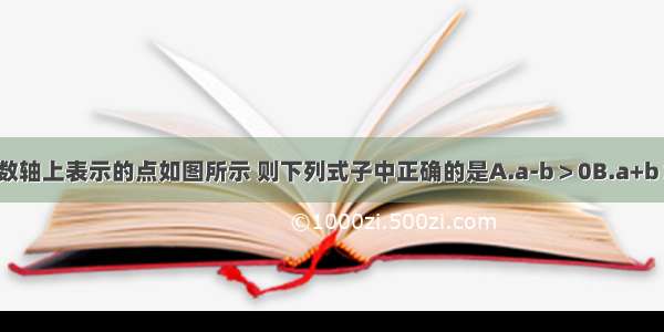 已知有理数a b在数轴上表示的点如图所示 则下列式子中正确的是A.a-b＞0B.a+b＞0C.＞0D.ab＞0