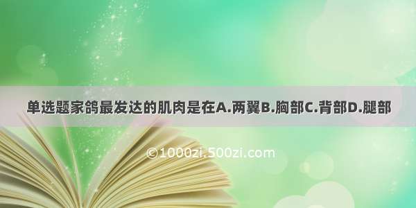 单选题家鸽最发达的肌肉是在A.两翼B.胸部C.背部D.腿部