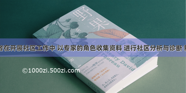 社会工作者在开展社区工作中 以专家的角色收集资料 进行社区分析与诊断 制订服务目