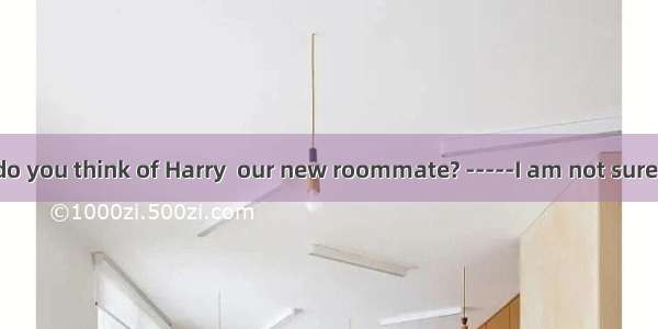 .--What do you think of Harry  our new roommate? -----I am not sure  but he is