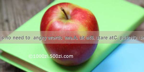 There is no need to  angry words  me.A. sit atB. stare atC. put atD. shout at