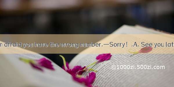 (·高考辽宁卷)—I’m afraid you have the wrong number.—Sorry！.A. See you laterB. I didn’t know