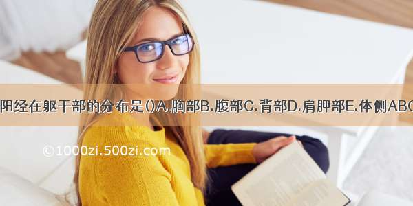 手三阳经在躯干部的分布是()A.胸部B.腹部C.背部D.肩胛部E.体侧ABCDE