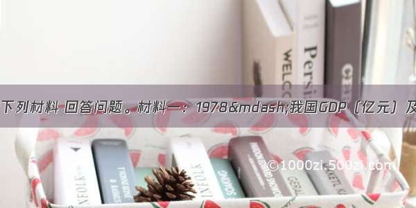 （32分）阅读下列材料 回答问题。材料一：1978—我国GDP（亿元）及人均GDP情况