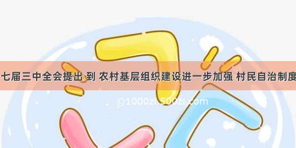 党的十七届三中全会提出 到 农村基层组织建设进一步加强 村民自治制度更加完