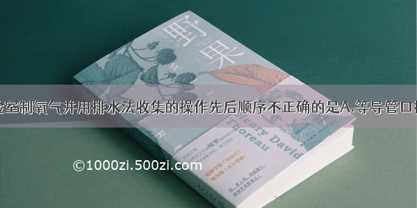 下列关于实验室制氧气并用排水法收集的操作先后顺序不正确的是A.等导管口排出的气体均