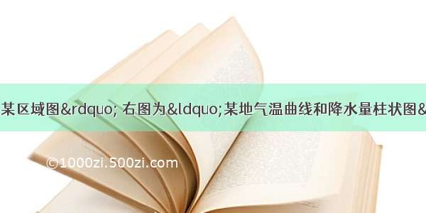 所给左图为&ldquo;世界某区域图&rdquo; 右图为&ldquo;某地气温曲线和降水量柱状图&rdquo; 读图回答下列问