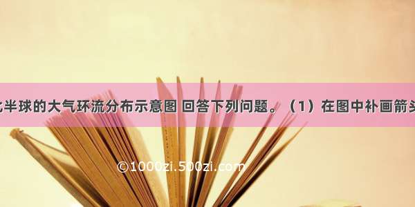 （30分）读北半球的大气环流分布示意图 回答下列问题。（1）在图中补画箭头 表示“