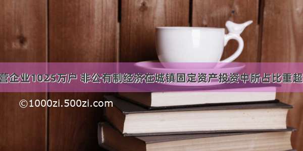 我国现有私营企业1025万户 非公有制经济在城镇固定资产投资中所占比重超过60% 提供