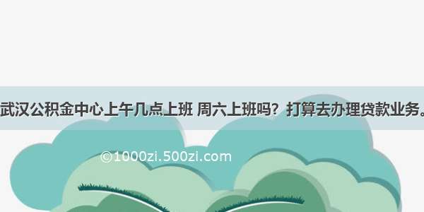 武汉公积金中心上午几点上班 周六上班吗？打算去办理贷款业务。