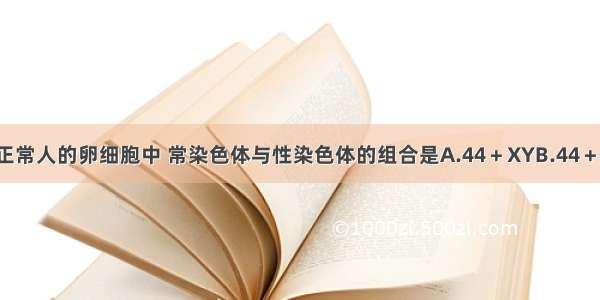 单选题正常人的卵细胞中 常染色体与性染色体的组合是A.44＋XYB.44＋XXC.22