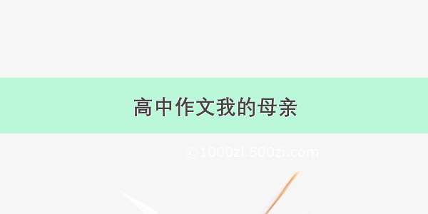 高中作文我的母亲