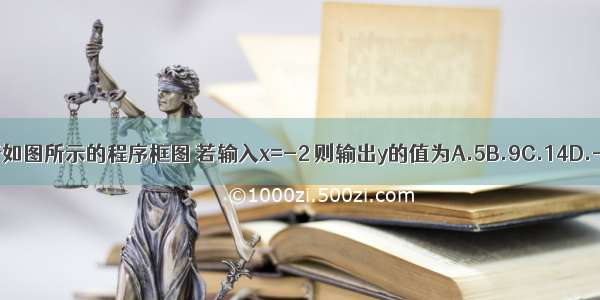 执行如图所示的程序框图 若输入x=-2 则输出y的值为A.5B.9C.14D.-22